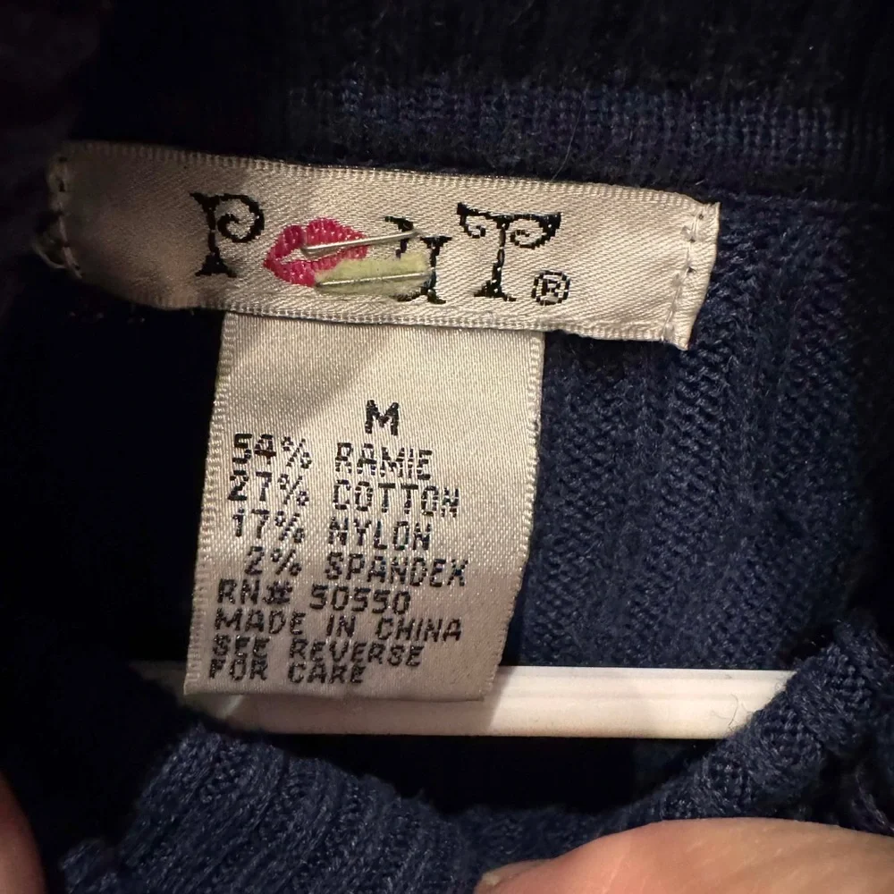 Pout Charcoal navy blue Turtleneck Sweater MEDIUM